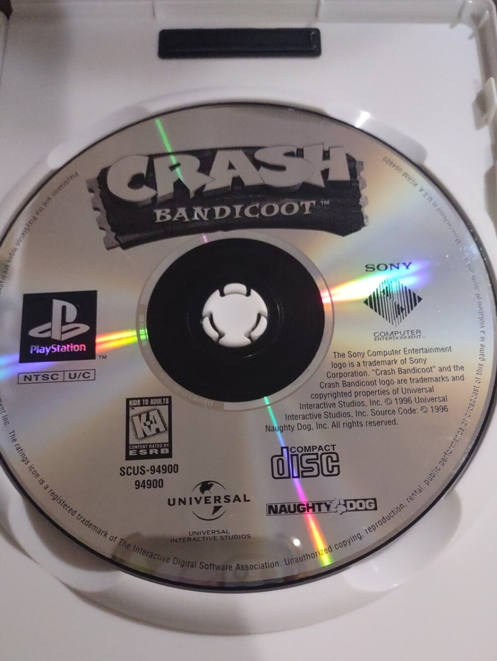 PS1 Original Greatest Hits "Silver Label" Crash Bandicoot (Model SCUS-949) EUC